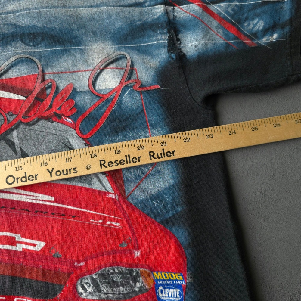 Vintage 2000s Chase Authentics Dale Earnhardt Jr T-shirt Large Black NASCAR AOP - Picture 9 of 10